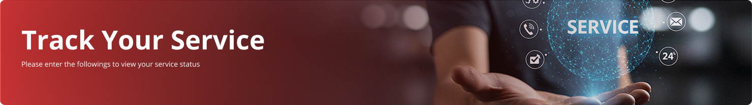 Track service support banner with appliance service technician theme